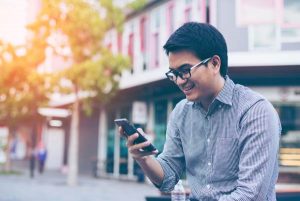 young man using phone