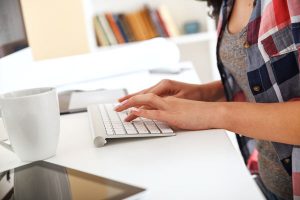 woman using computer