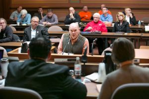 Dan Zignego testifies against project labor agreements at the state Capitol.