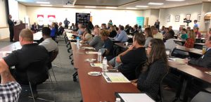 large meeting room with many people